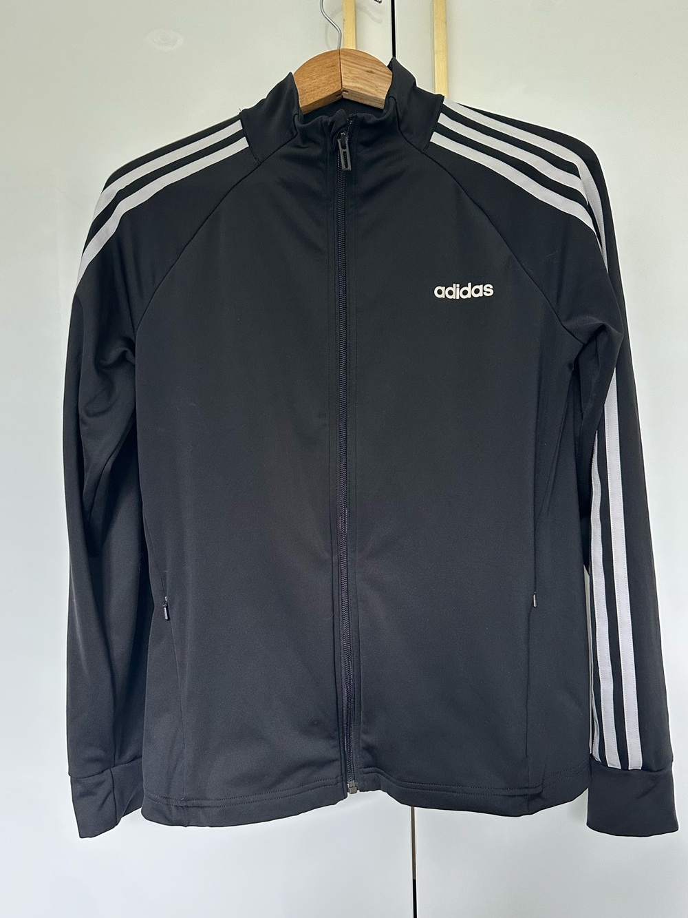 Adidas Black 3-Stripes Full-Zip Track Jacket Medium